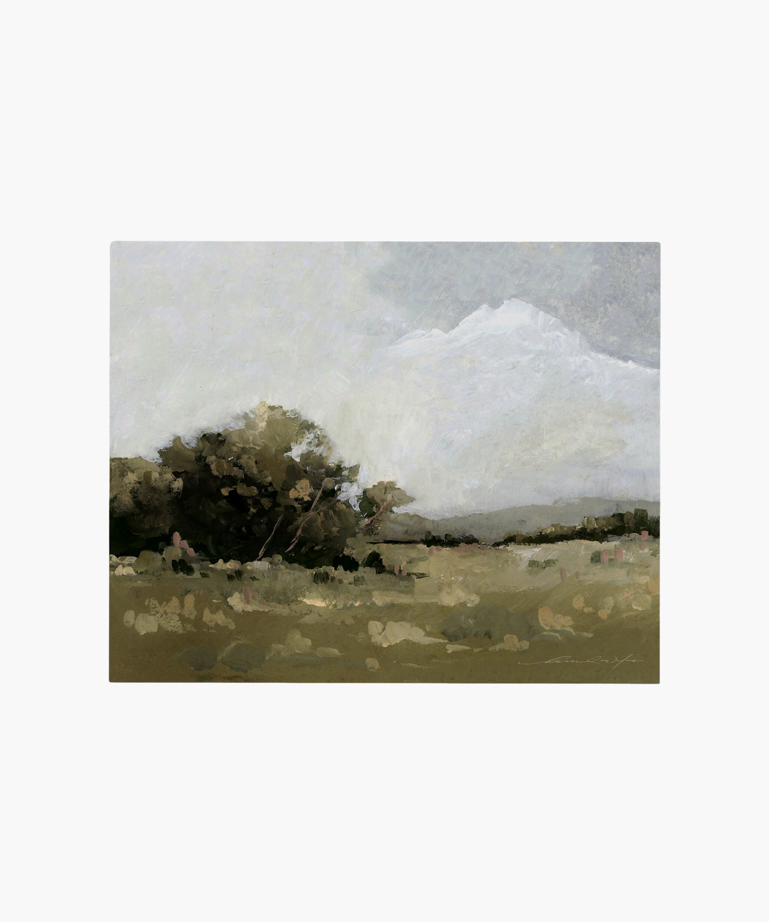 A giclee art reproduction of a landscape painting featuring a field and sky.
