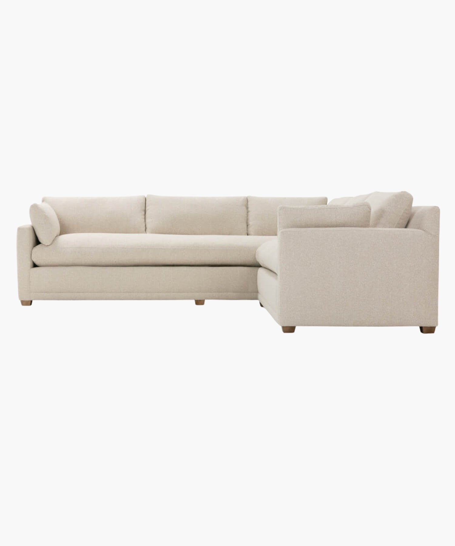 Beige sectional sofa on a white background.