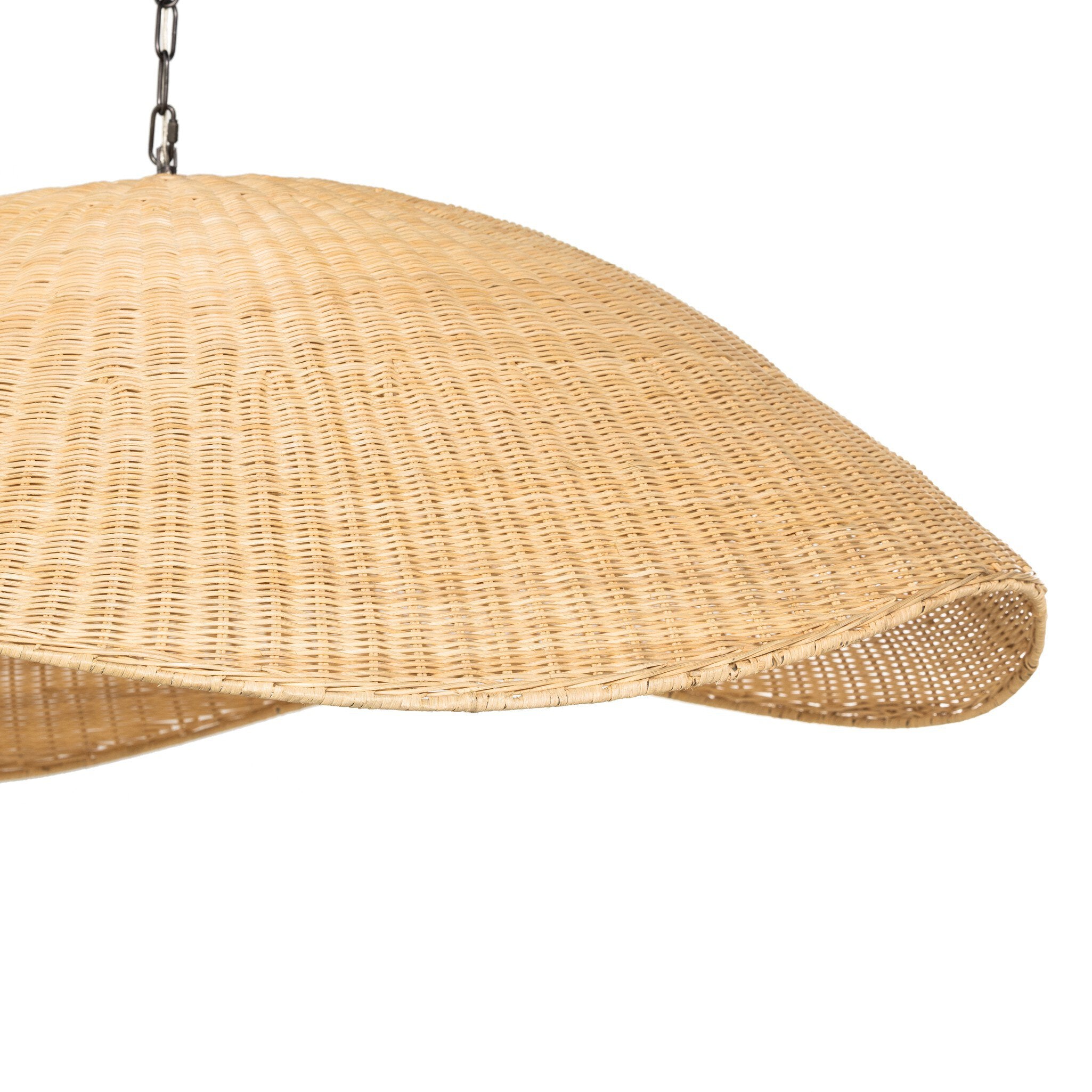 Wicker pendant light on a white background