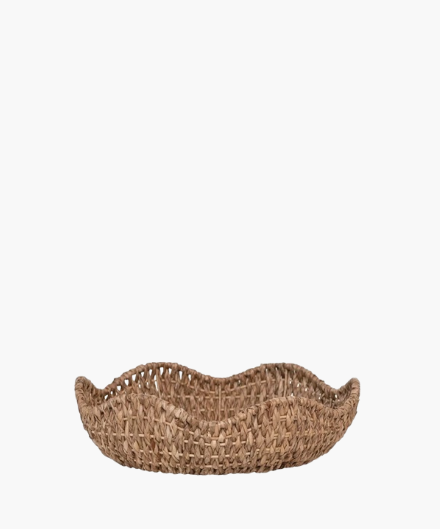 A Bankuan woven bowl or basket with a scalloped edge. The earthy tone conveys a rustic, organic feel.