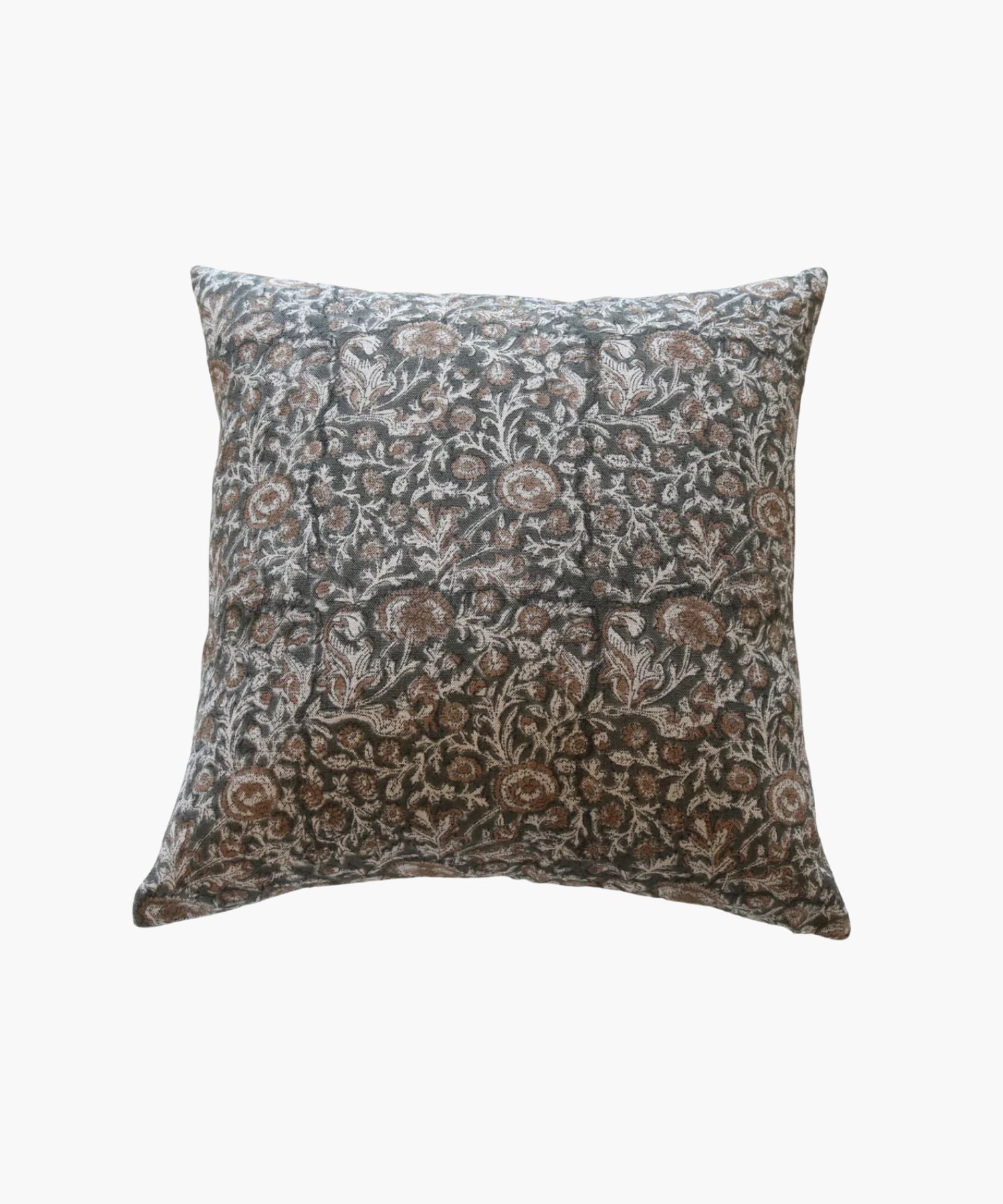Decorative pillow with floral pattern on a white background