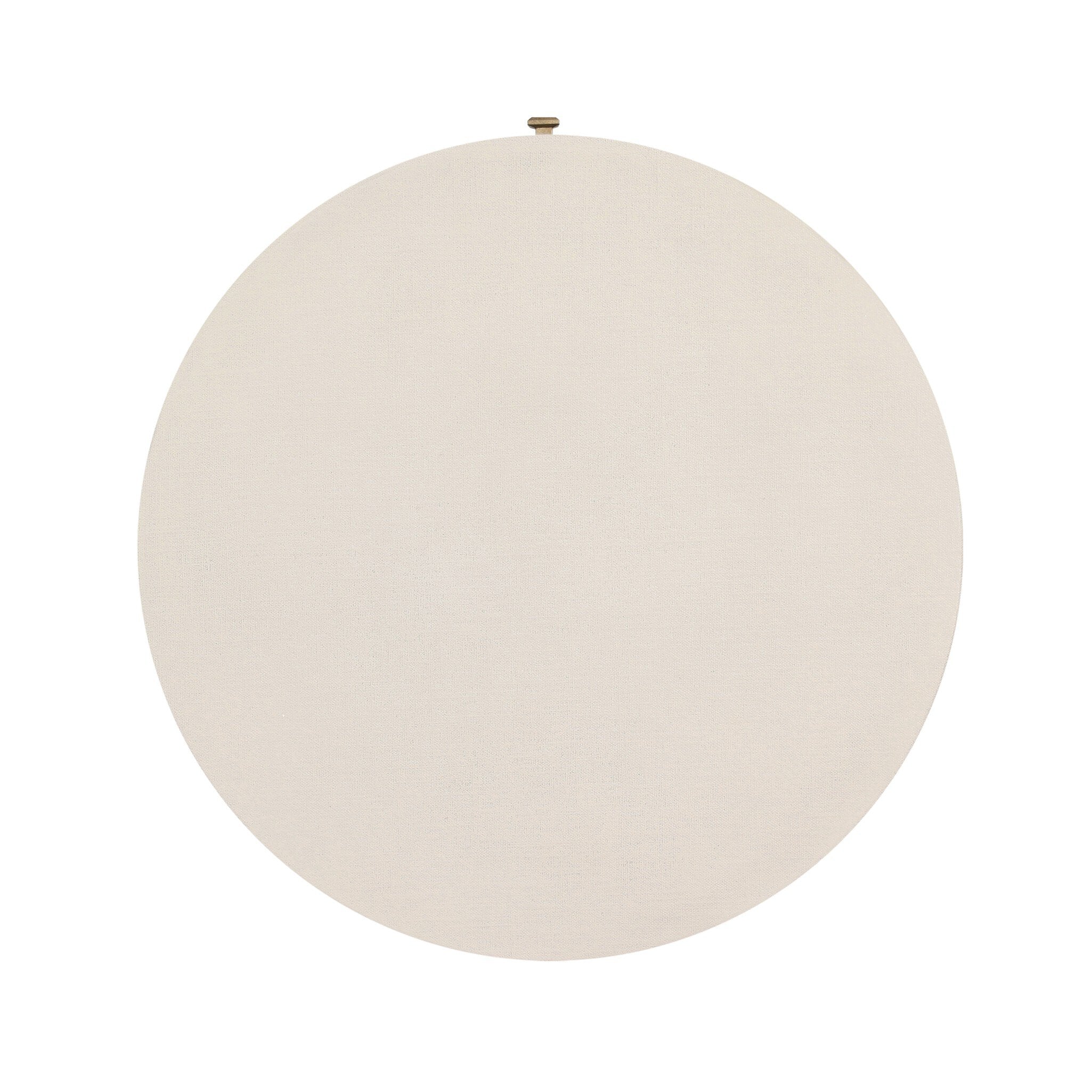 Overhead view of a rounded nightstand with a single drawer and tapered pedestal base on a white background. 