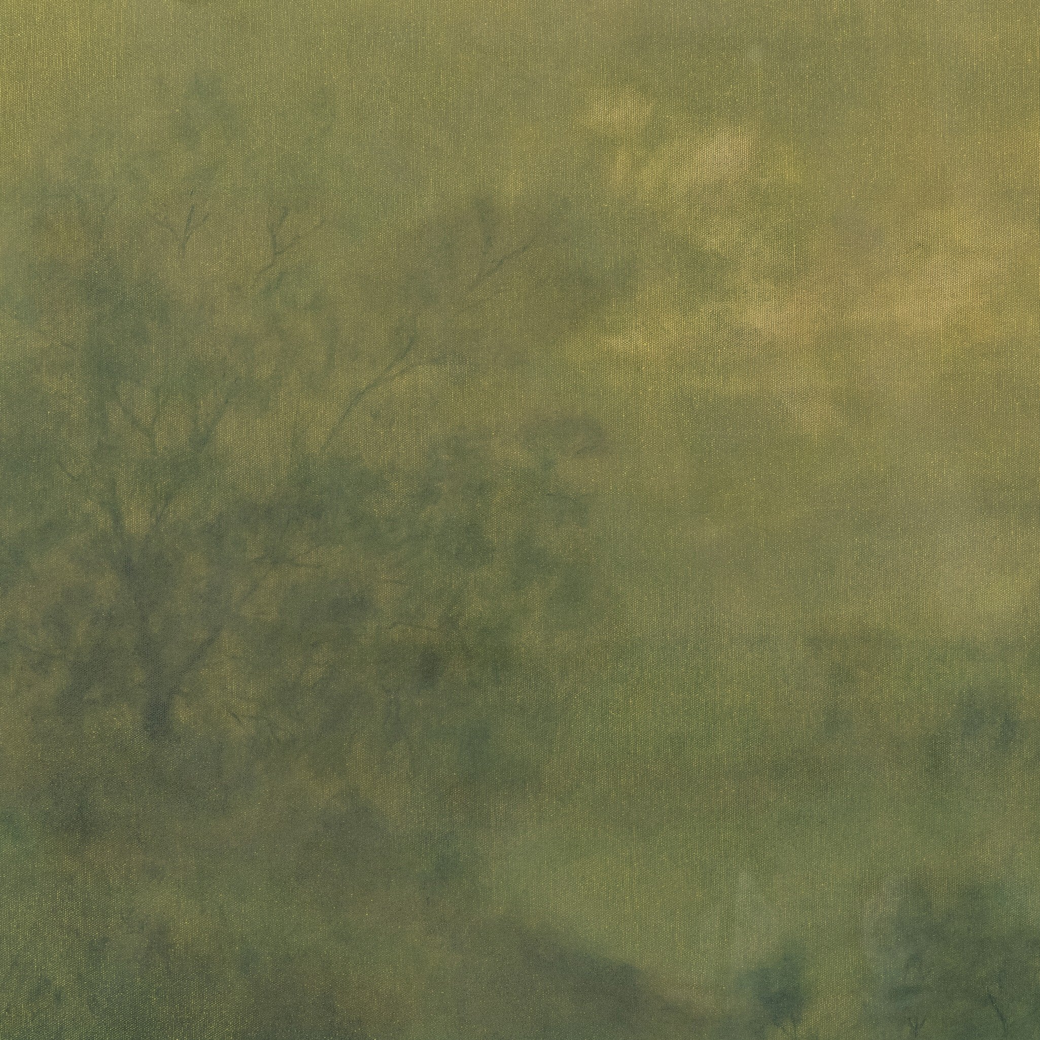 A close up of a textured green landscape with a Impressionism effect on canvas.