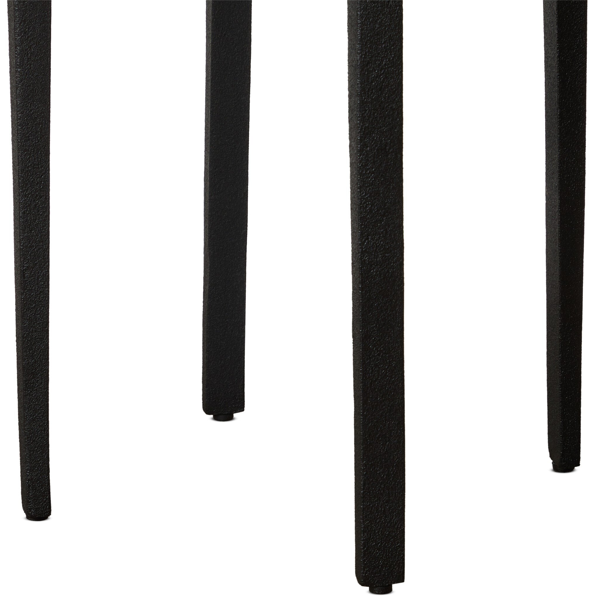 Close up picture of the end table's four legs showing their texture and simple design. 