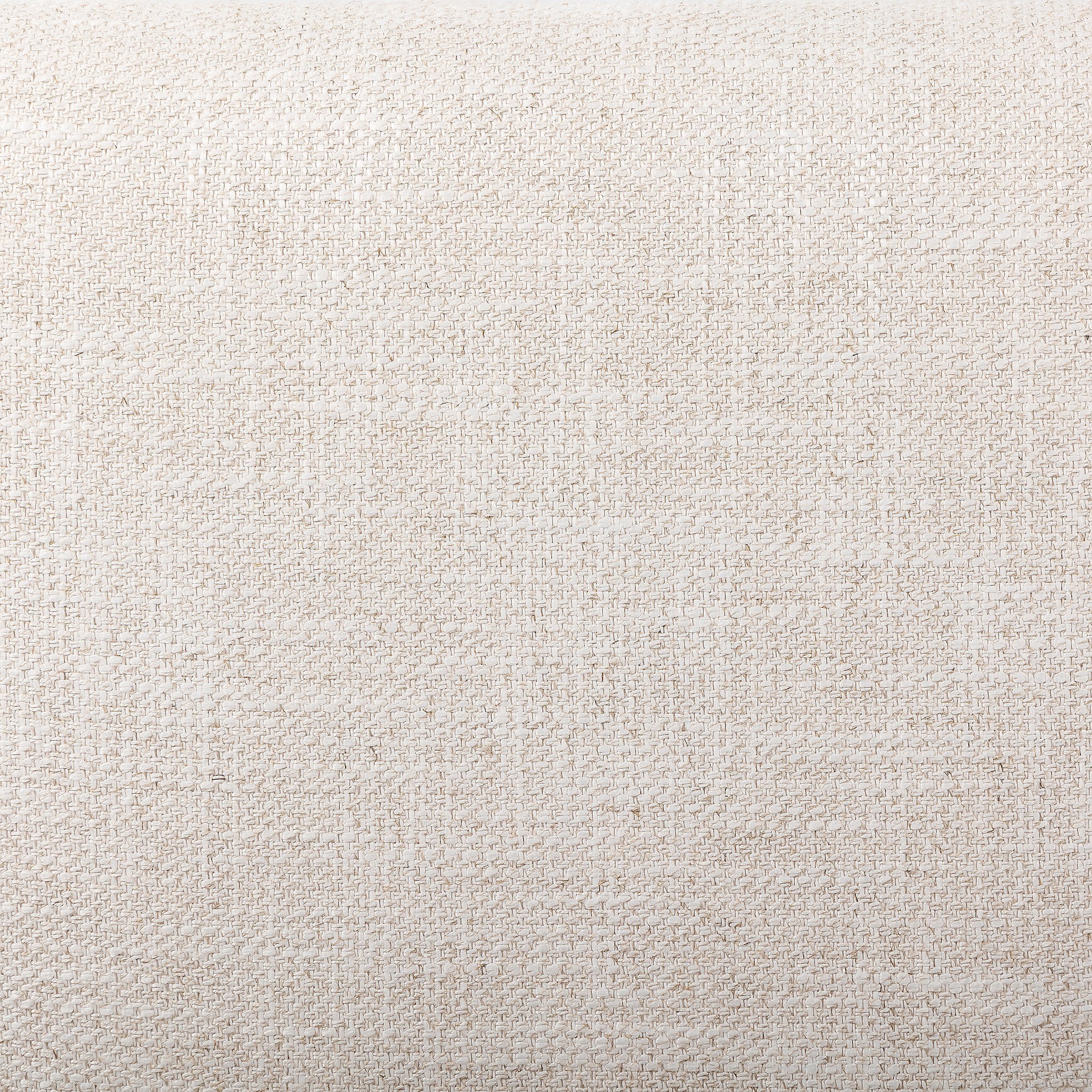 Close up of a wooden dining chair with a woven backrest and white cushion on a white background.